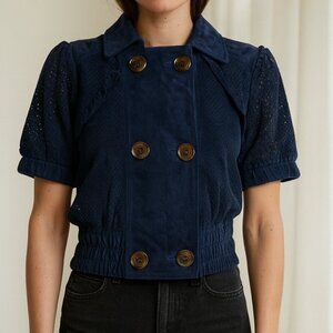 Valentino Navy Suede Jacket Sz 4